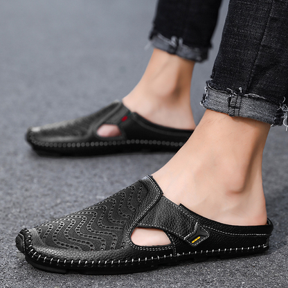 Mules Hombre de Cuero Laterales Abiertos