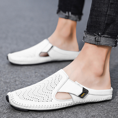 Mules Hombre de Cuero Laterales Abiertos