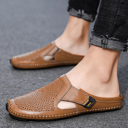 Mules Hombre de Cuero Laterales Abiertos