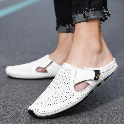 Mules Hombre de Cuero Laterales Abiertos
