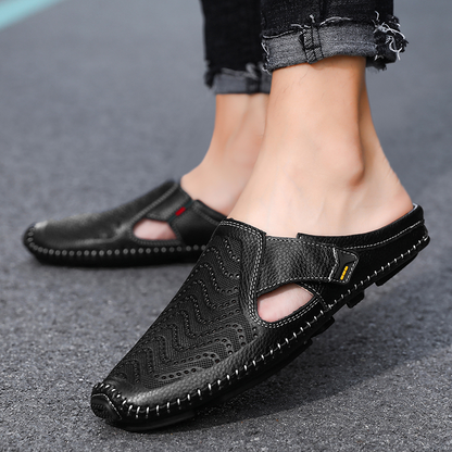 Mules Hombre de Cuero Laterales Abiertos