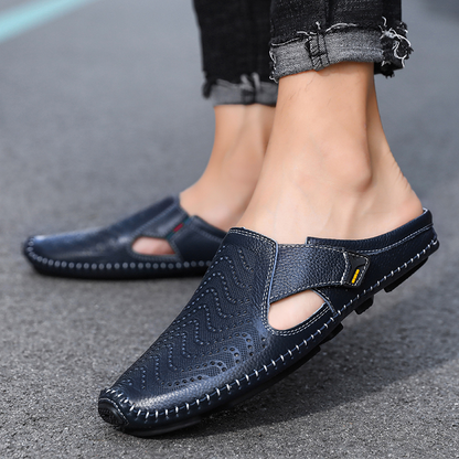 Mules Hombre de Cuero Laterales Abiertos