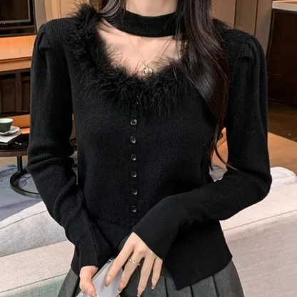 Mujer de Punto Suave Ajuste Comodo Diseño Versatil