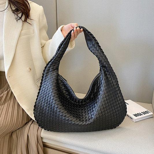 Bolso de hombro mujer de cuero sintético trenzado media luna - Mavetta