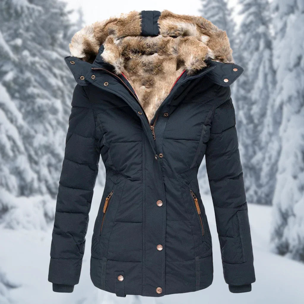 Abrigo Mujer Invierno Forro Piel Ajuste Clasico
