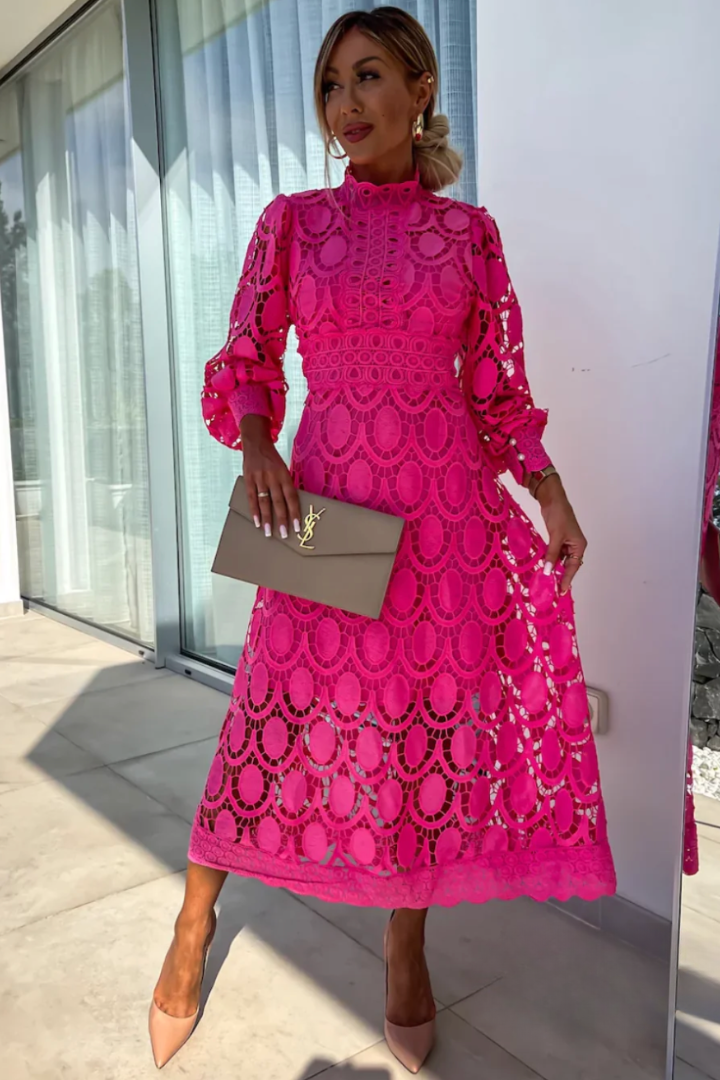Vestido midi mujer de encaje elegante - Mavetta