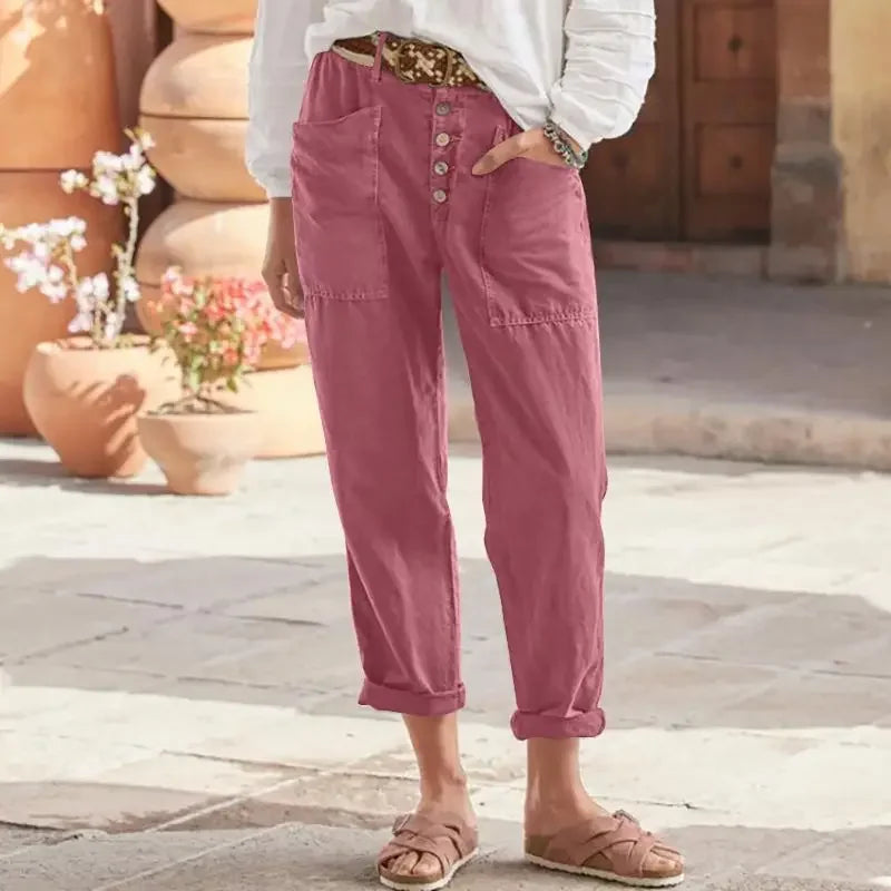 Pantalones Mujer Corte Relajado Cintura Alta - Mavetta