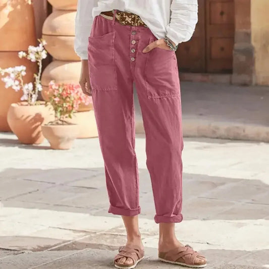 Pantalones Mujer Corte Relajado Cintura Alta - Mavetta