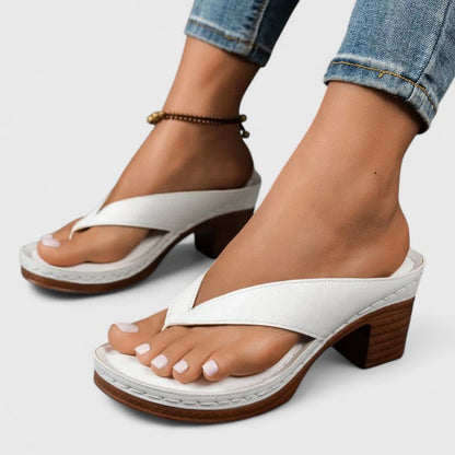Sandalias Mujer de Cuero Tacón Ortopédico Soporte Ergonómico