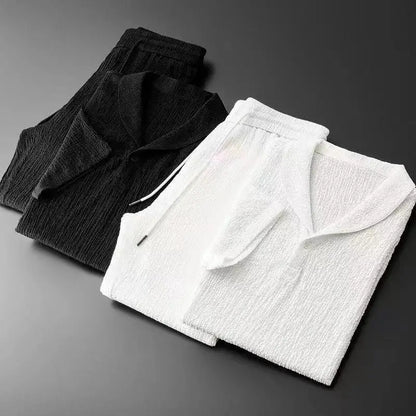 Conjunto Hombre Casual Camiseta Cuello en V Pantalón Cintura Elástica