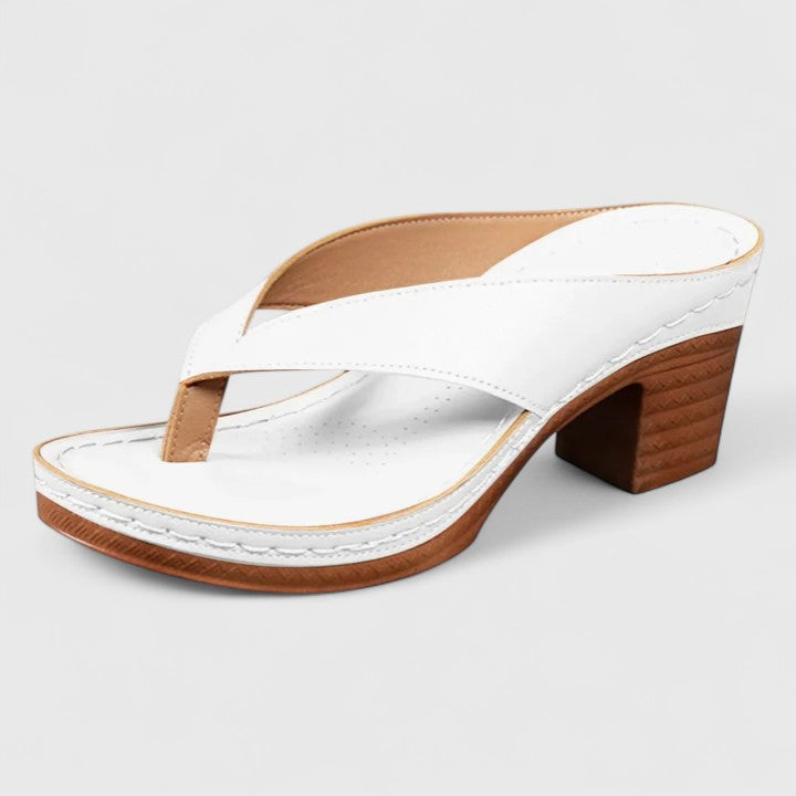 Sandalias Mujer de Cuero Tacón Ortopédico Soporte Ergonómico