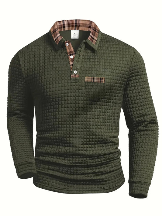 Polo hombre manga larga textura relieve diseño urbano transpirable - Mavetta