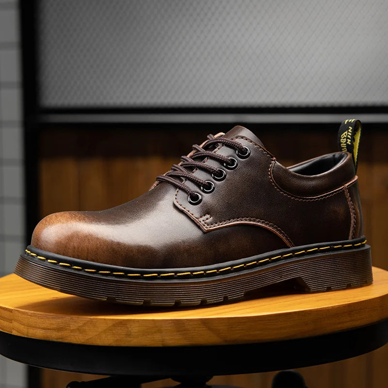 Botines hombre de cuero con cordones estilo clásico cómodo