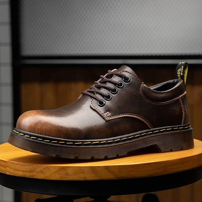 Botines hombre de cuero con cordones estilo clásico cómodo