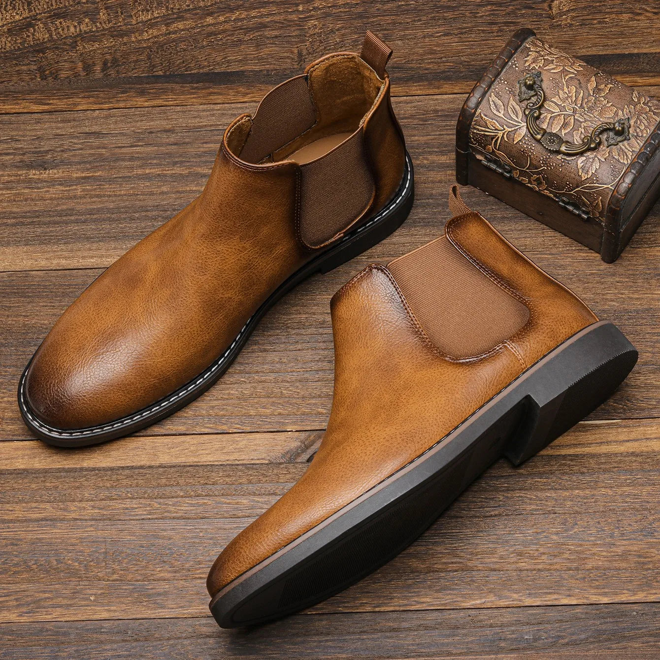 Botines Chelsea Hombre Cuero Sin Cordones Clásico Versátil