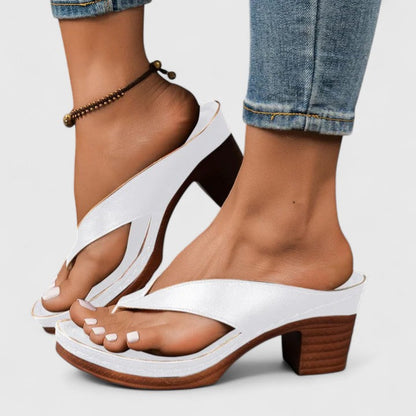 Sandalias Mujer de Cuero Tacón Ortopédico Soporte Ergonómico