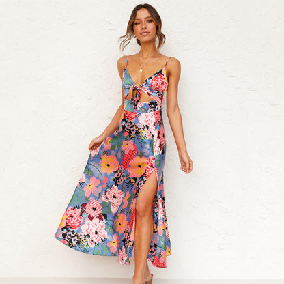 Vestido maxi mujer de tela ligera estampado floral elegante