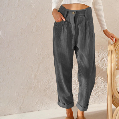 Pantalón Mujer de Pana Cintura Alta Ajustado