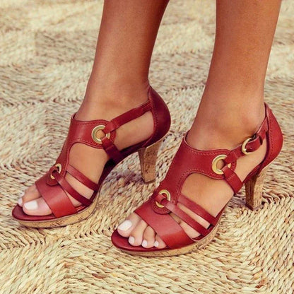Sandalias Mujer de Tacón con Tiras Abiertas Comodas