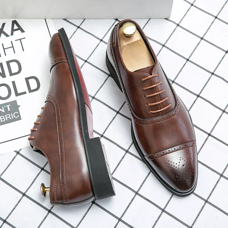 Zapatos Oxford Hombre Piel Sintética Estilo Clásico