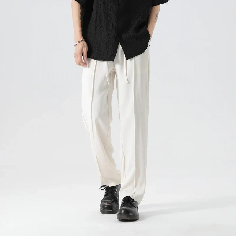 Pantalones Vestir Hombre Seda de Hielo Cintura Elástica Rectos - Mavetta