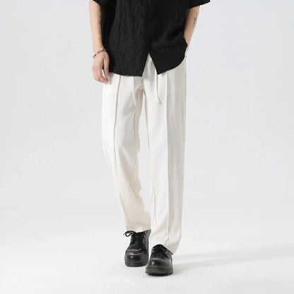 Pantalones Vestir Hombre Seda de Hielo Cintura Elástica Rectos - Mavetta