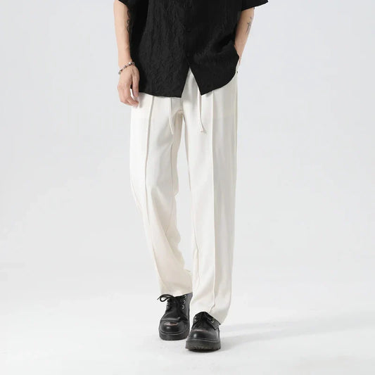 Pantalones Vestir Hombre Seda de Hielo Cintura Elástica Rectos - Mavetta
