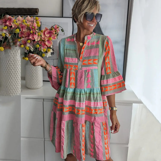 Vestido túnica mujer de capas y tejido fluido bohemio - Mavetta