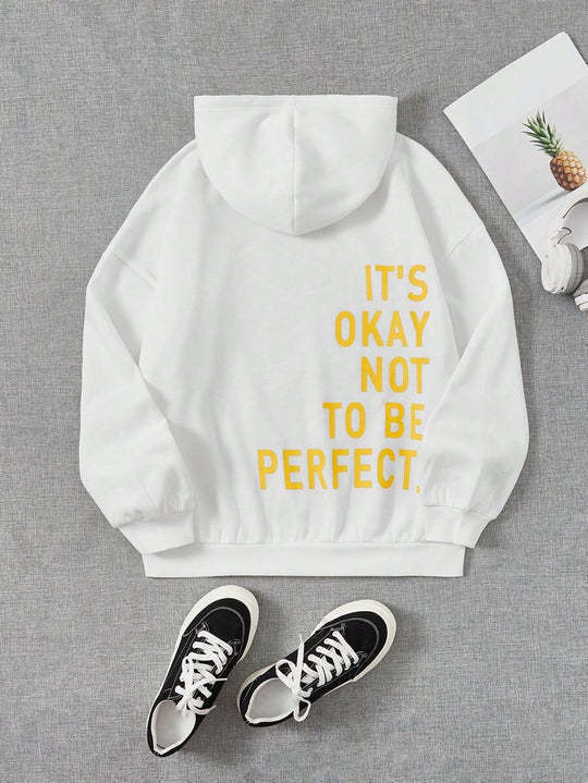 Sudadera Mujer Oversize con Capucha y Estampado Moderno