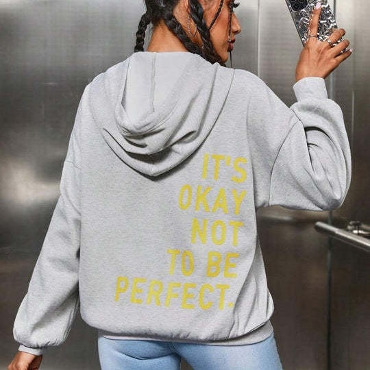 Sudadera Mujer Oversize con Capucha y Estampado Moderno