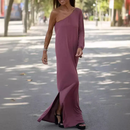 Vestido Mujer de Un Solo Hombro Corte Holgado
