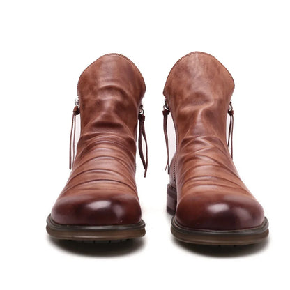Botines Hombre de Piel con Cremallera Lateral