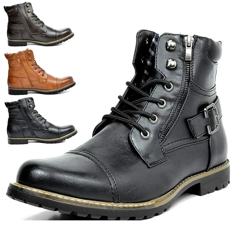 Botines hombre de cuero con cordones cómodos estilo urbano