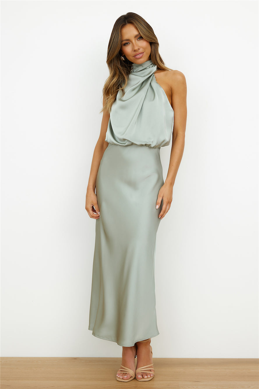 Vestido Midi Mujer Gasa Elegante Escote Asimétrico