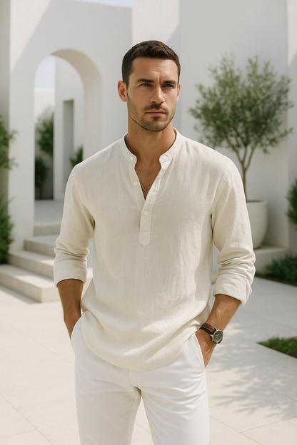 Camisa Hombre Oversize de Lino Transpirable