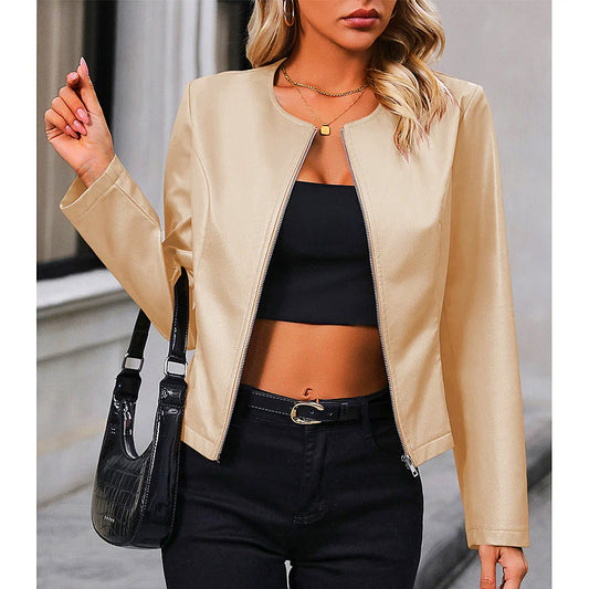 Cazadora Mujer Estilo Biker Cuello Redondo Ajuste Moderno - Mavetta