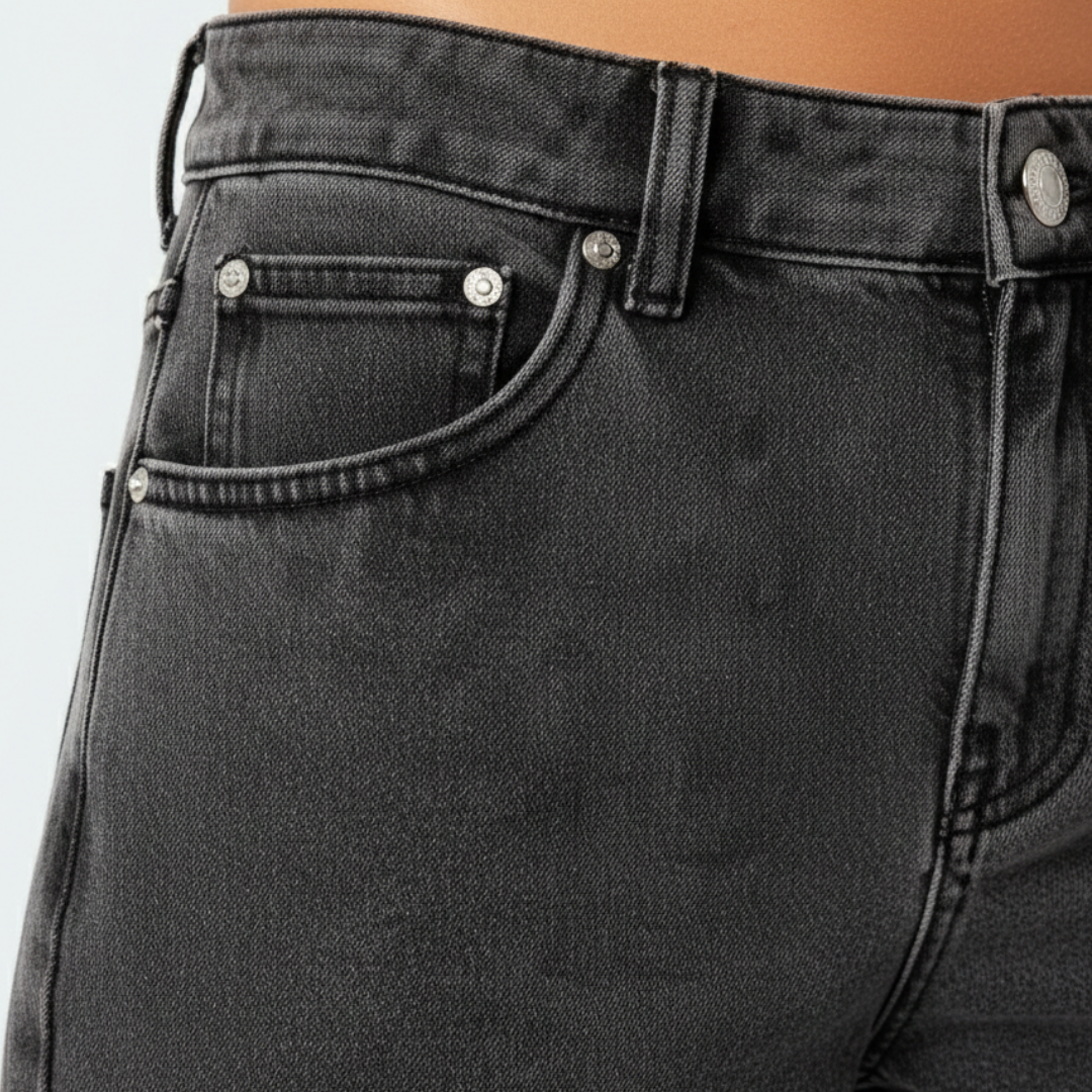 Pantalones Vaqueros Mujer Cintura Media Bolsillos Anchos