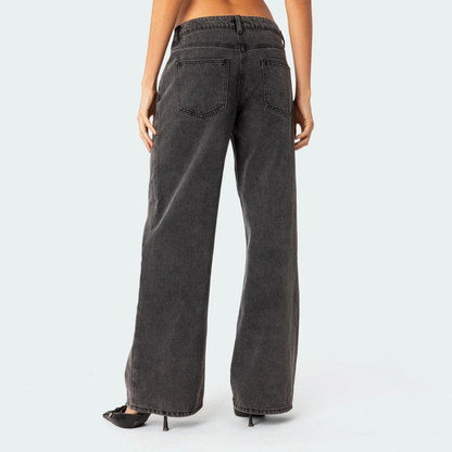 Pantalones Vaqueros Mujer Cintura Media Bolsillos Anchos