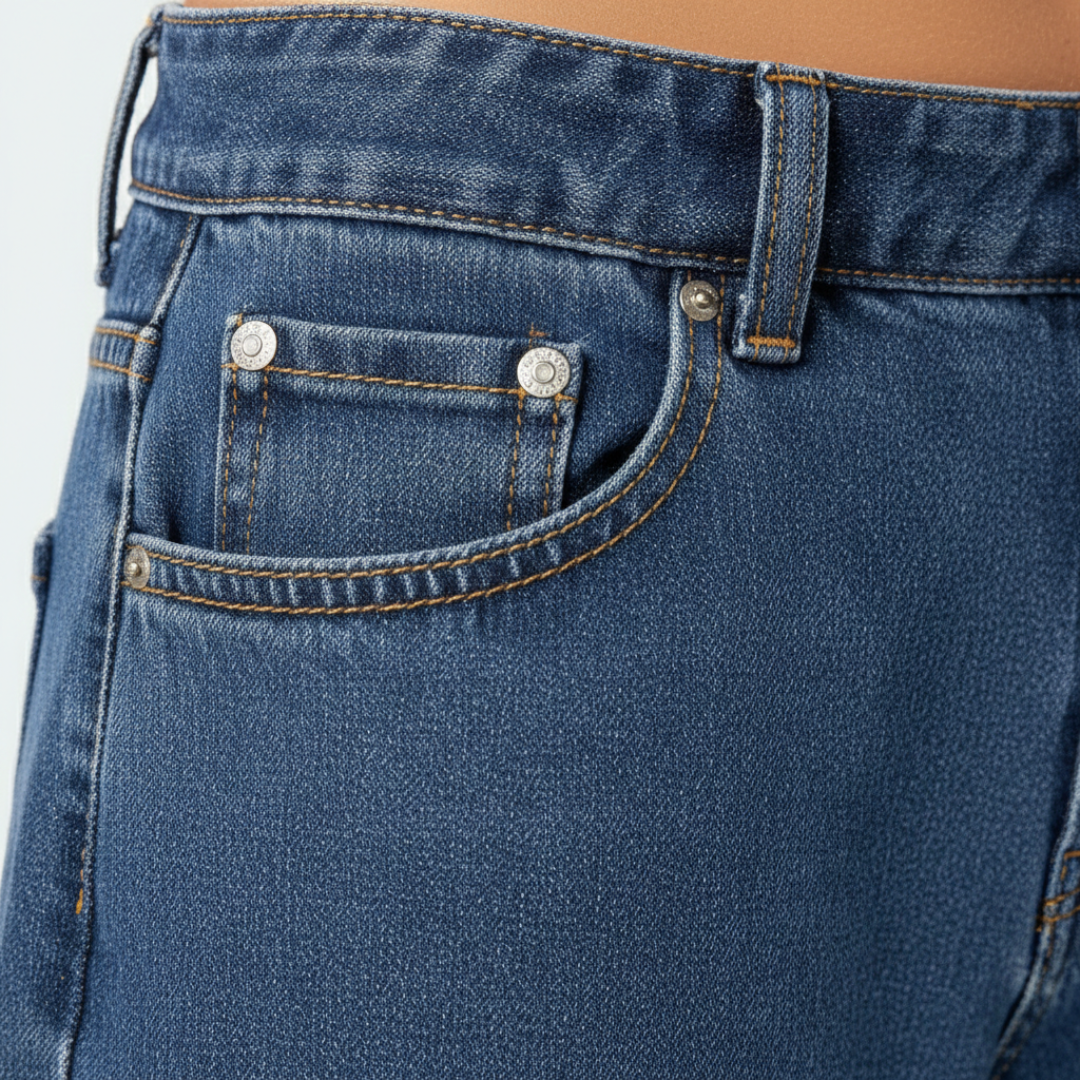 Pantalones Vaqueros Mujer Cintura Media Bolsillos Anchos