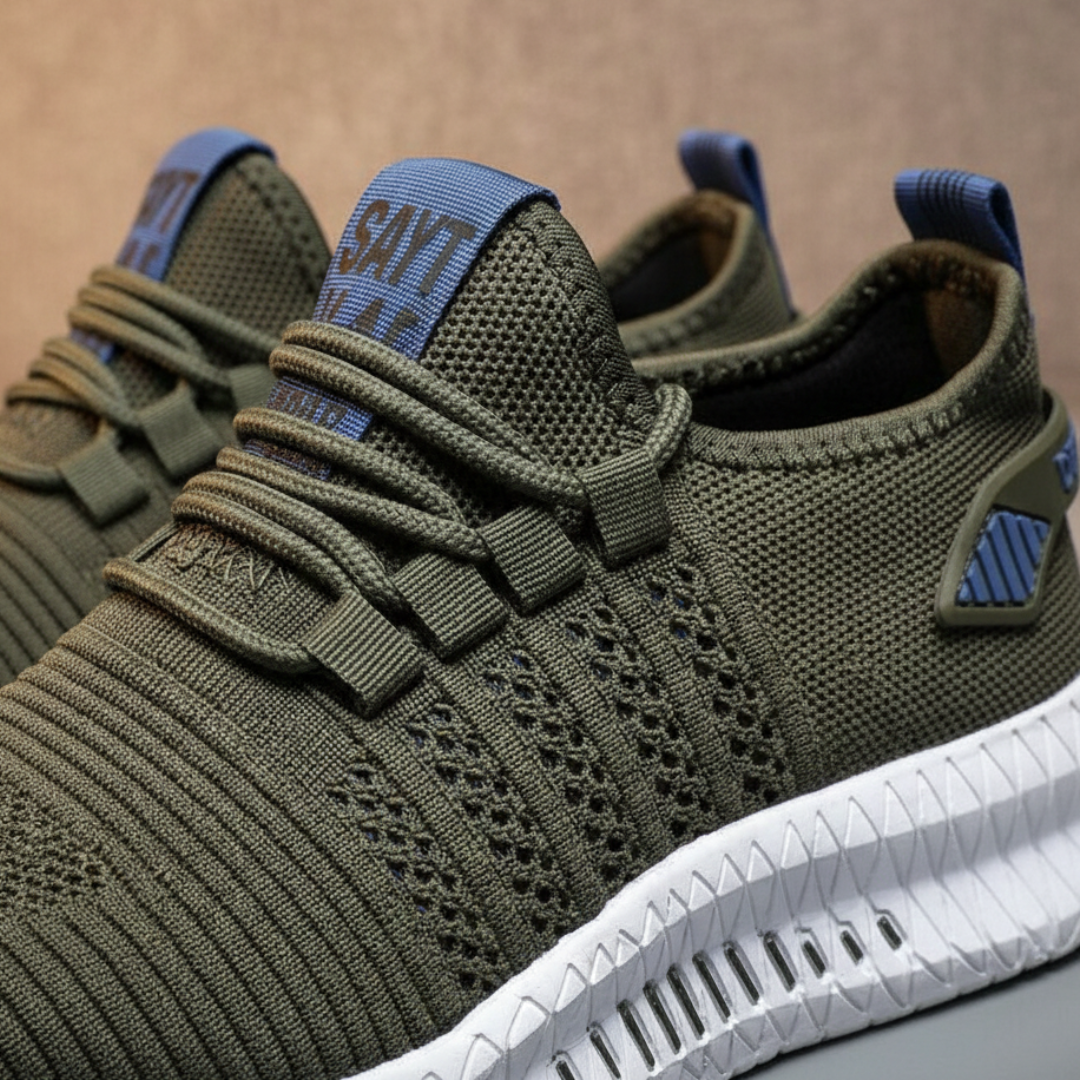 Zapatillas Running Hombre Knit Cordones Suela Gruesa Perforada