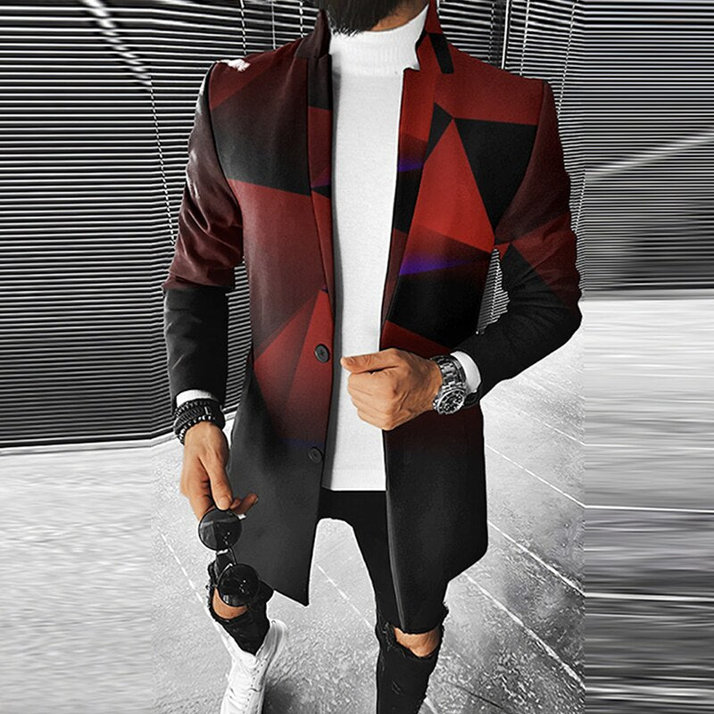 Chaqueta Hombre Moderna Diseño Geométrico Ajuste Regular