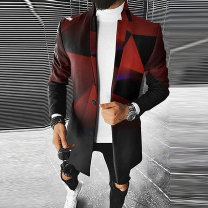 Chaqueta Hombre Moderna Diseño Geométrico Ajuste Regular