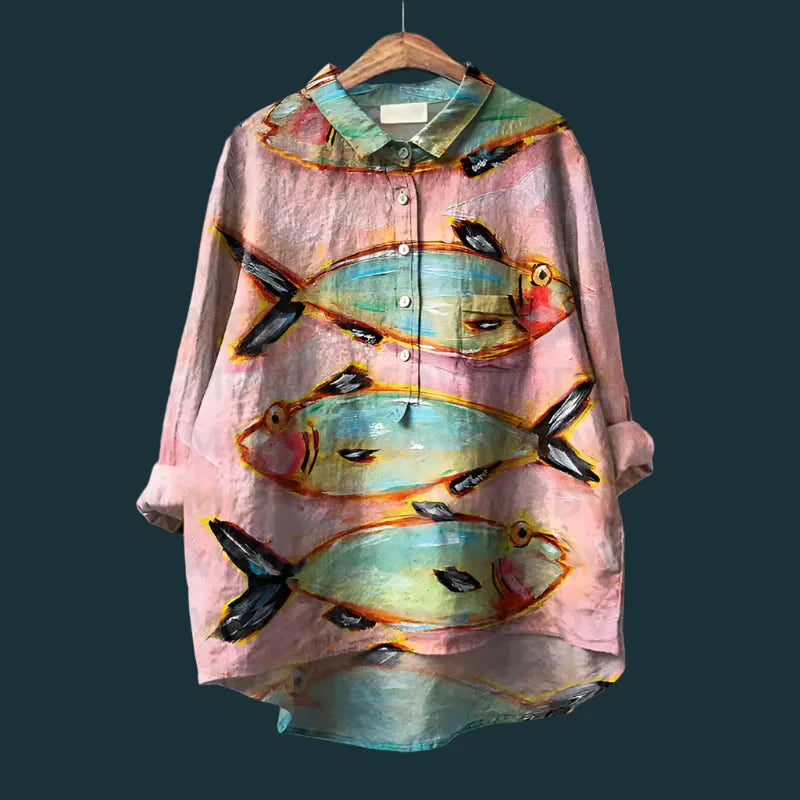 Blusa Mujer Estampada Manga Larga Casual