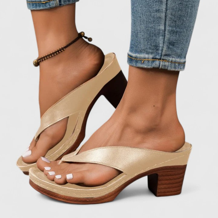 Sandalias Mujer de Cuero Tacón Ortopédico Soporte Ergonómico