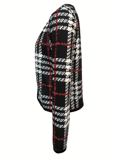 Blazer Mujer Casual Estampado Pata de Gallo Corte Clásico