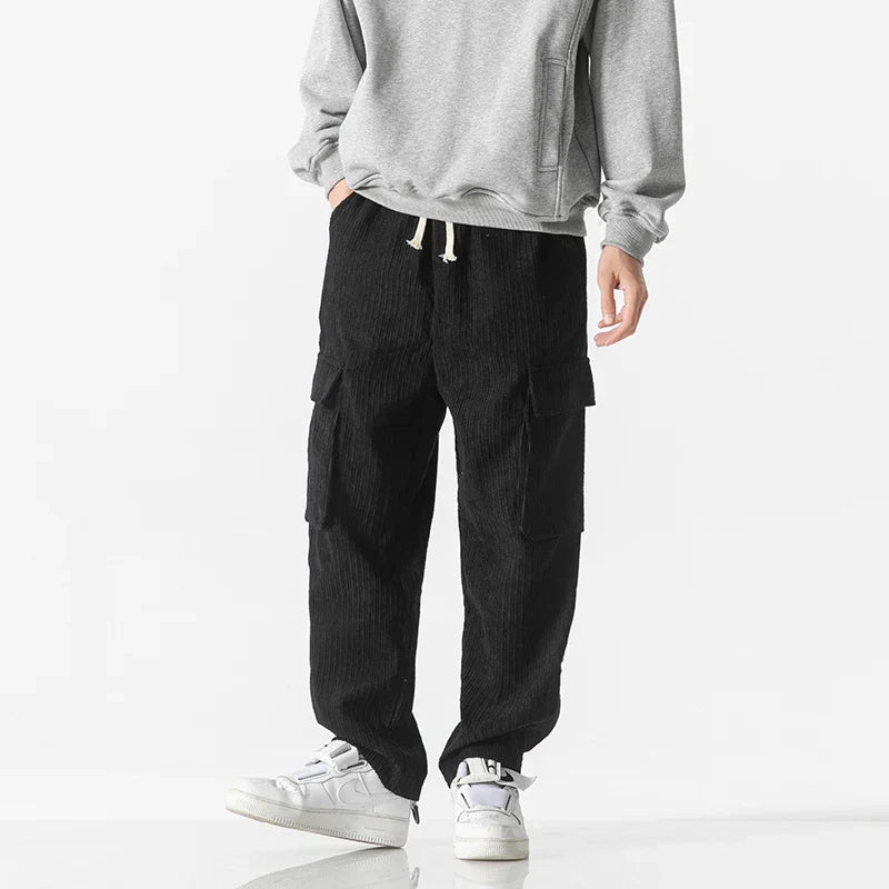 Pantalones Cargo Hombre de Poliéster Corte Recto Bolsillos Laterales