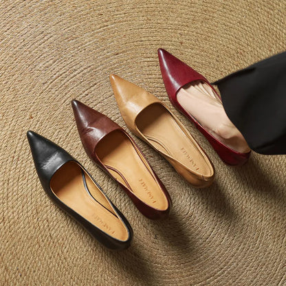 Zapatos Mujer de Cuero Tacón Clásico Elegante