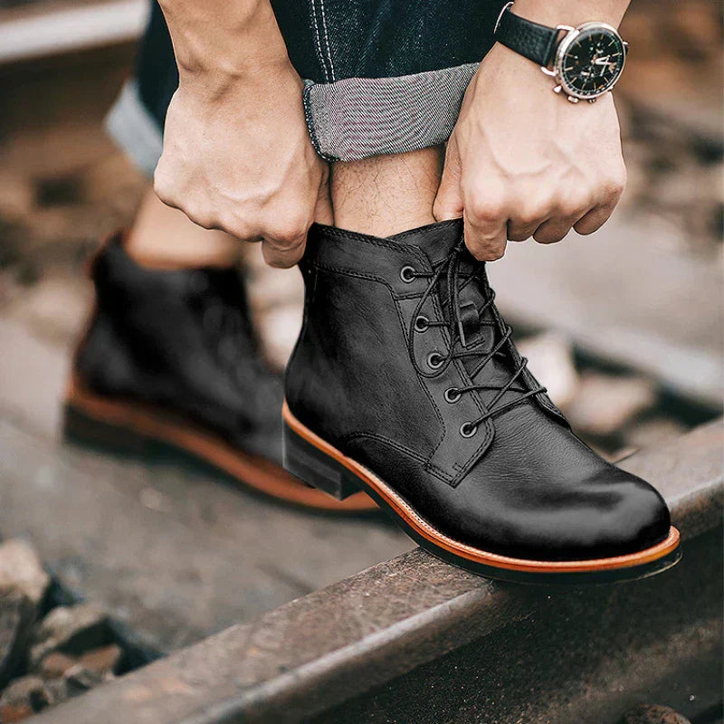 Botas altas hombre de cuero duradero estilo clásico
