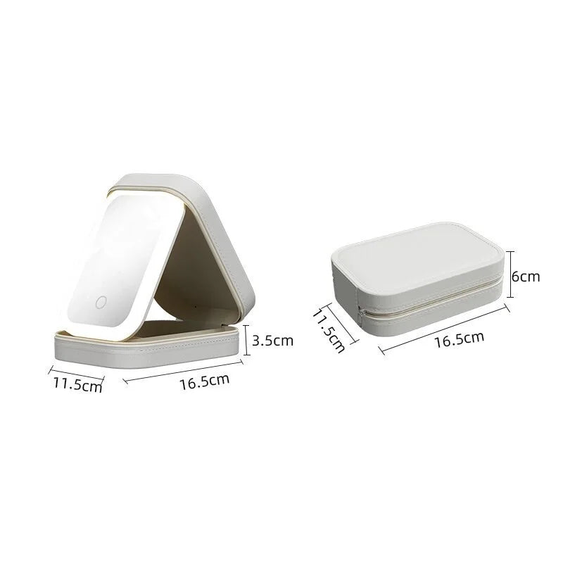 Neceser Maquillaje Portátil con Espejo LED Viaje