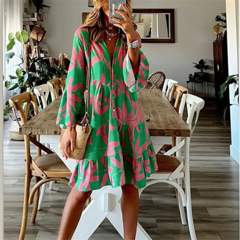 Vestido Corto Mujer de Tela Ligera y Volantes Veraniego - Mavetta